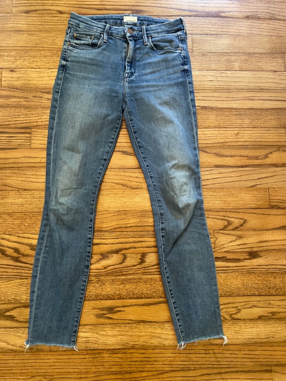 MOTHER The Looker Ankle Fray Skinny Jeans in Medium Blue Wash Sz24